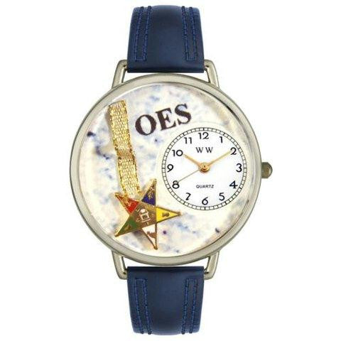 Whimsical Unisex Order of the Eastern Star Navy Blue Leather Watch