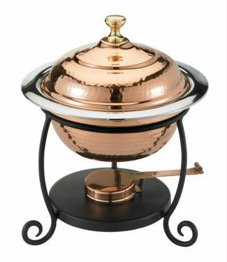 10 Dia. x 12e H. Round Decor Copper Chafing Dish 1e Qt