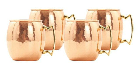 Set of 4 16 Oz Soild Copper Moscow Mule Mug Hammered