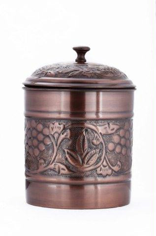 7 x 9.5 Antique Copper Embossed Heritage Cookie Jar 4 Qt