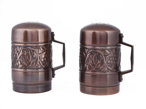 4.25 Antique Copper Embossed Heritage Stovetop Salt & Pepper Set