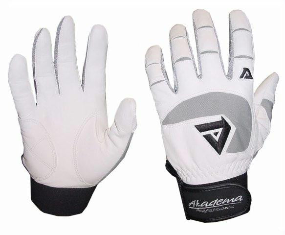 Akadema White-Grey Professional Batting Gloves Medium