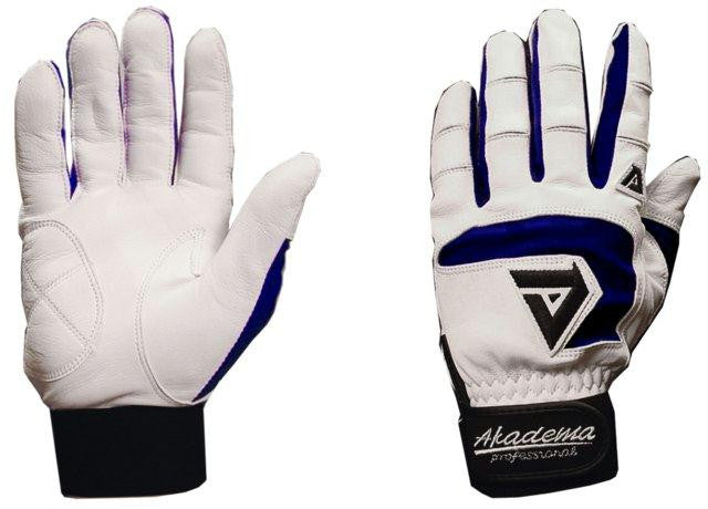 Akadema White-Navy Professional Batting Gloves Large