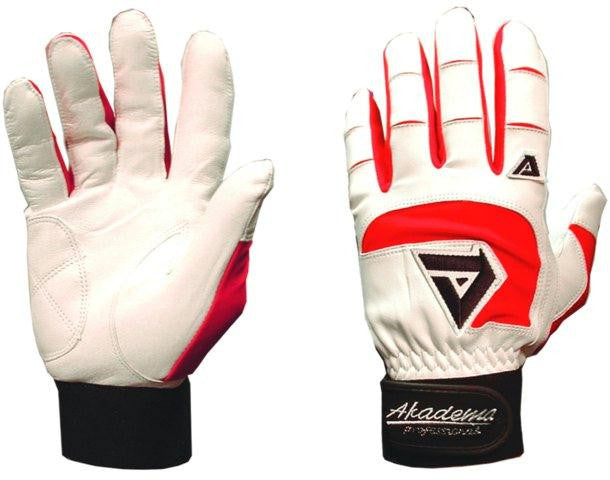 Akadema White-Red Professional Batting Gloves Large