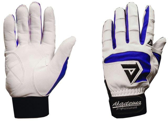 Akadema White-Royal Blue Professional Batting Gloves Large