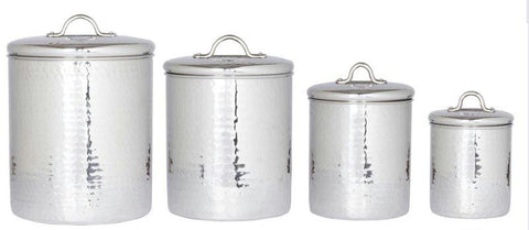 4 Pc. Stainless Steel Hammered Canister Set w-Fresh Seal Covers 4-2-1.5-1Qt