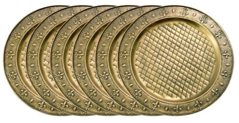 13 Inch Diameter Antique Brass Charger Plate - Set of 6