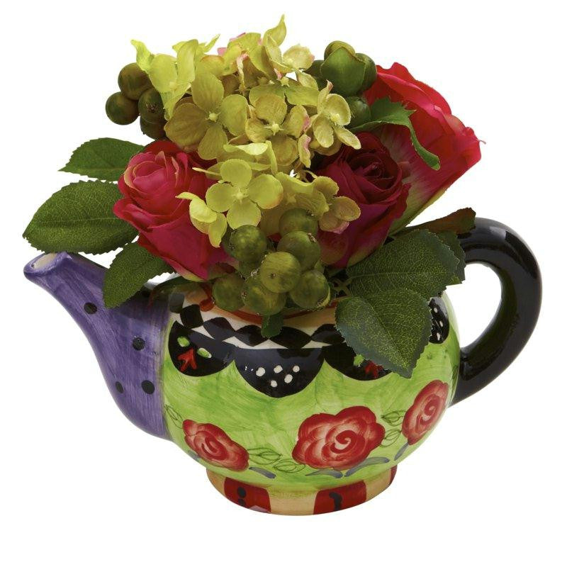 Rose and Hydrangea w-Decorative Vase