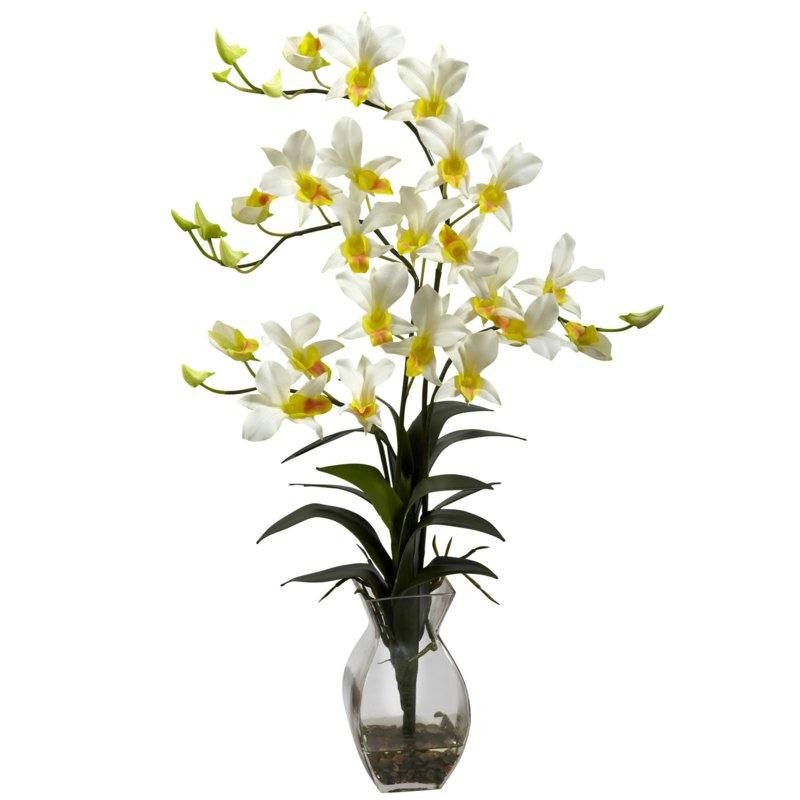 Cream Dendrobium Orchid w-Vase Arrangement