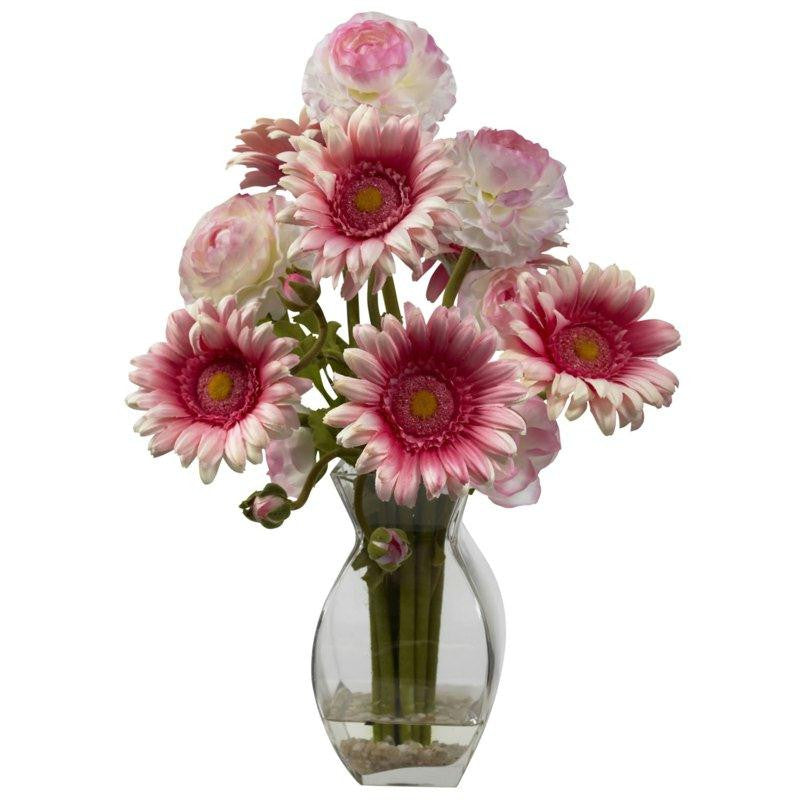 Pink Gerber Daisy and Ranunculus Delight Arrangement