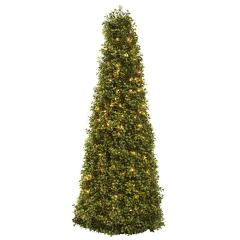 39 Inch Boxwood Cone w-Lights