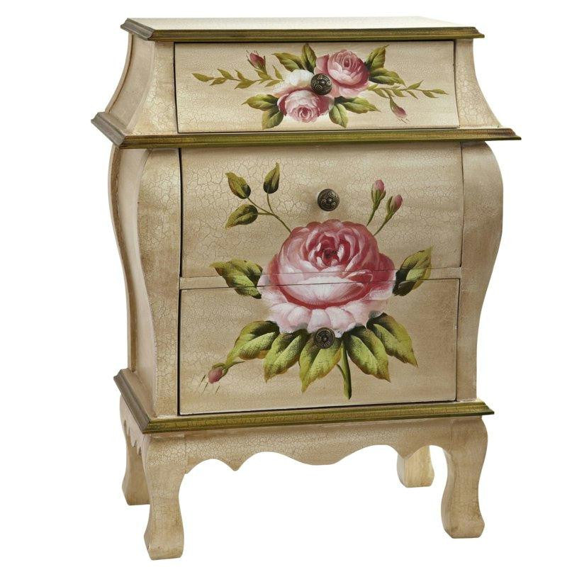 Antique Night Stand w-Floral Art