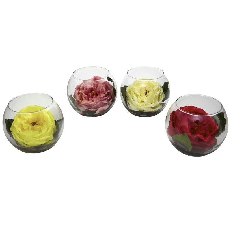 Rose w-Bubble Vase (Set of 4)