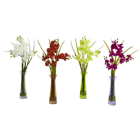 Mini Phal w-Colored Vase (Set of 4)