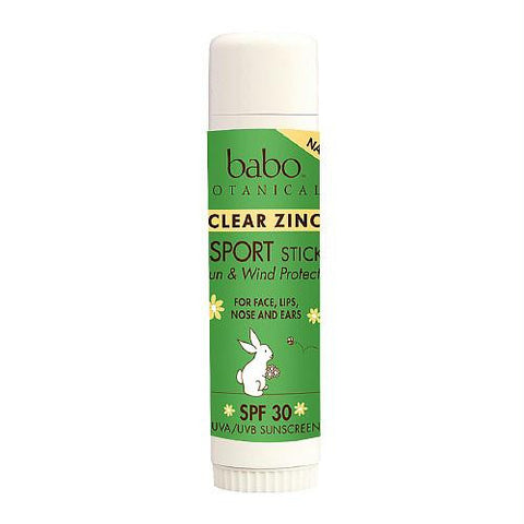 Babo Botanicals Clear Zinc Sport Stick - Unscented SPF 30 - .6 oz - Case of 12