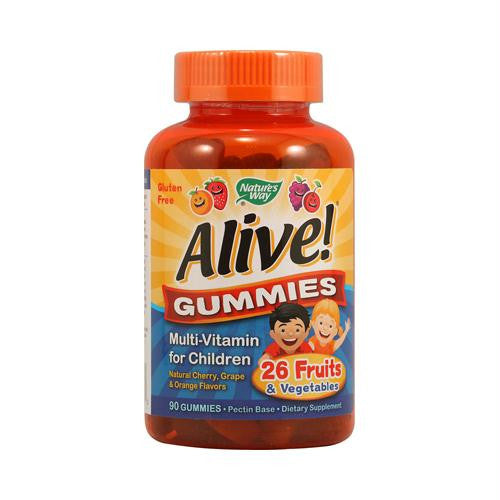 Natures Way Alive! Gummies Multi-Vitamin for Children Natural Cherry Grape and Orange - 90 Gummies