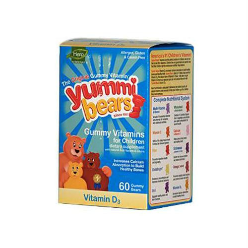 Hero Nutritionals Yummi Bears Gummy Vitamins for Children with VitaminD-3 - 60 Gummies