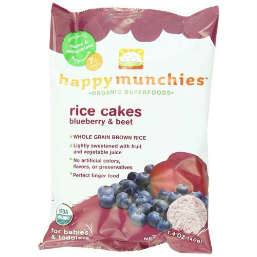 Happy Baby Happy Munchies Rice Cakes - Organic Blueberry and Beet - 1.4 oz - Case of 10