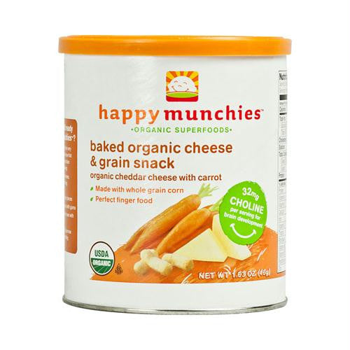 Happy Baby Happy Munchies Baked Organic Snacks - Cheddar Cheese with Carrots - Case of 6 - 1.63 oz