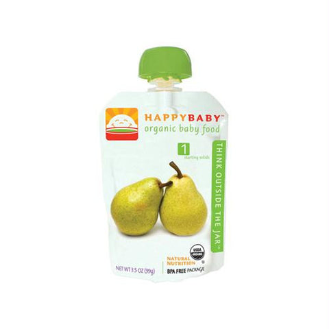 Happy Baby Organic Baby Food Stage 1 Pear - 3.5 oz - Case of 16