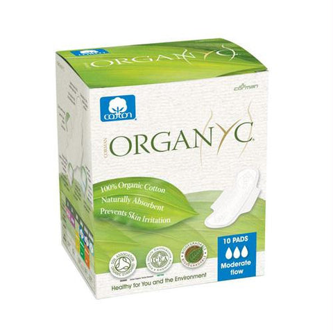 Organyc Cotton Feminine Pads - Maternity Pads with Wings - 10 Pack