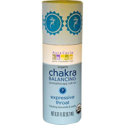 Aura Cacia Organic Chakra Balancing Aromatherapy Roll-on - Expressive Throat - .31 oz