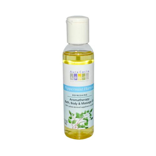 Aura Cacia Aromatherapy Bath Body and Massage Oil Peppermint Harvest - 4 fl oz