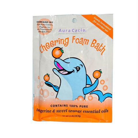 Aura Cacia Cheering Foam Bath Tangerine and Sweet Orange Essential Oils - Case of 6 - 2.5 oz