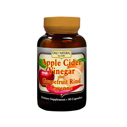 Only Natural Apple Cider Vinegar Plus GrapeFruit Rind and Cayenne - 500 mg - 90 Capsules