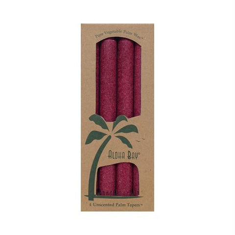 Aloha Bay Palm Tapers Burgundy - 4 Candles