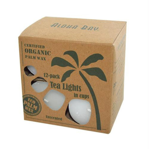 Aloha Bay Palm Wax Tea Lights with Aluminum Holder - 12 Candles