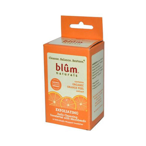 Blum Naturals Exfoliating Daily Cleansing Towelettes with Microbeads - 10 Towelettes