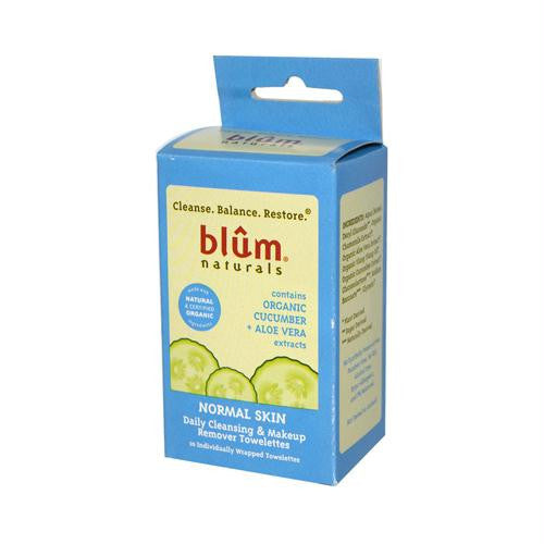 Blum Naturals Normal Skin Daily Cleansing and Makeup Remover Towelettes - 10 Towelettes