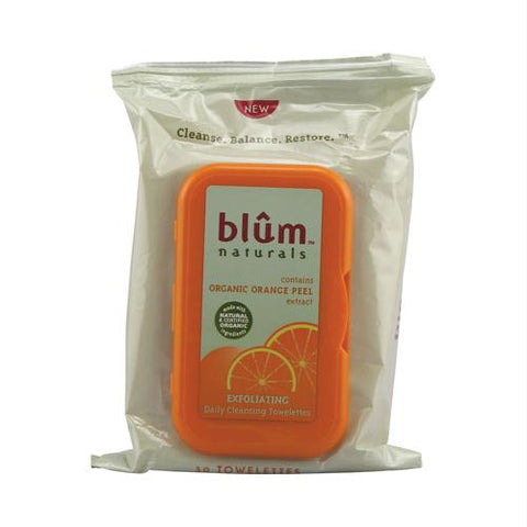 Blum Naturals Exfoliating Daily Cleansing Towelettes with Orange Peel - 30 Towelettes - Case of 3