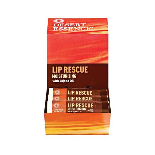 Desert Essence Lip Rescue Display Case - Jojoba and Aloe - Case of 24 - .15 oz