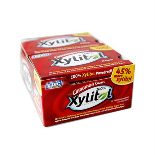 Epic Dental Cinnamon Gum - Xylitol Sweetened - Case of 12 - 12 Pack