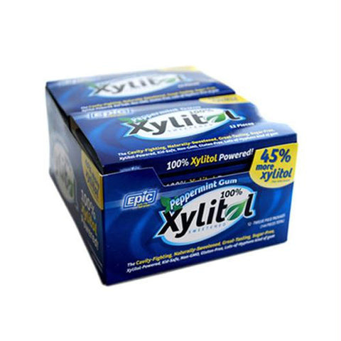 Epic Dental Peppermint Gum - Xylitol Sweetened - Case of 12 - 12 Pack