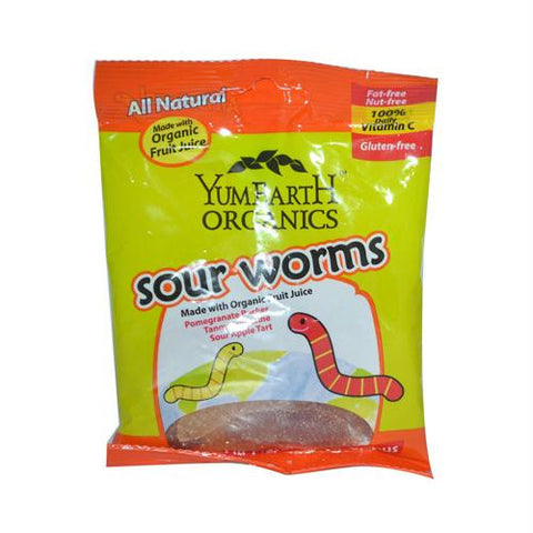 Yummy Earth Sour Worms Organic - Case of 12 - 2.5 oz