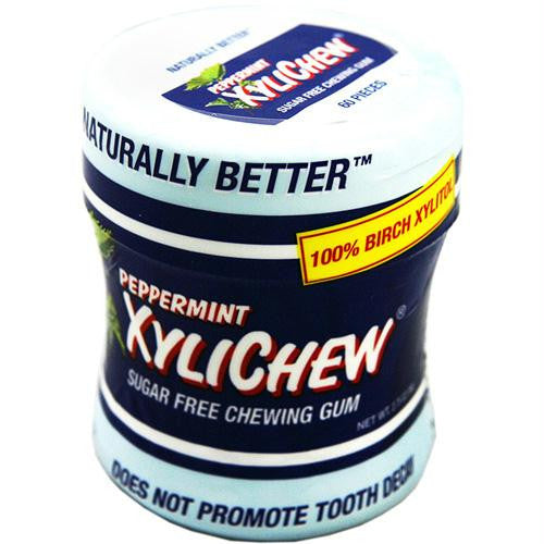 XyliChew Chewing Gum - Sugar Free Peppermint - 60 Piece Jar - Case of 4