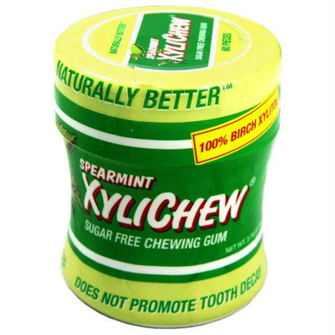 XyliChew Chewing Gum - Sugar Free Spearmint - 60 Piece Jar - Case of 4