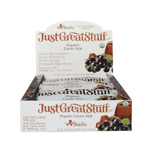 Betty Lous Bar - Organic Cacao Acai - Case of 12 - 1.5 oz