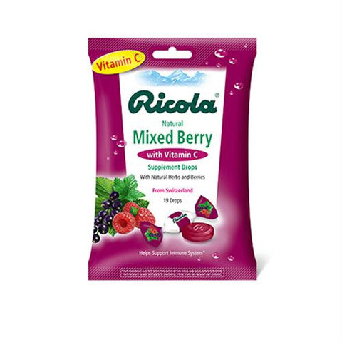 Ricola Cough Drops with Vitamin C - Mixed Berry - Case of 12 - 19 Pack