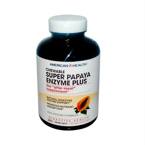 American Health Super Papaya Enzyme Plus Chewable - 360 Chewable Tablets