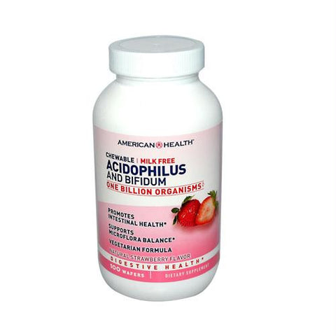 American Health Acidophilus and Bifidus Chewable Strawberry - 100 Wafers