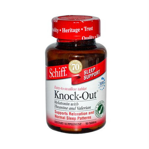 Schiff Knock-Out Melatonin with Theanine and Valerian - 50 Tablets