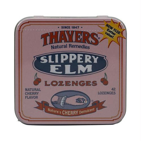 Thayers Slippery Elm Lozenges Cherry - 42 Lozenges - Case of 10