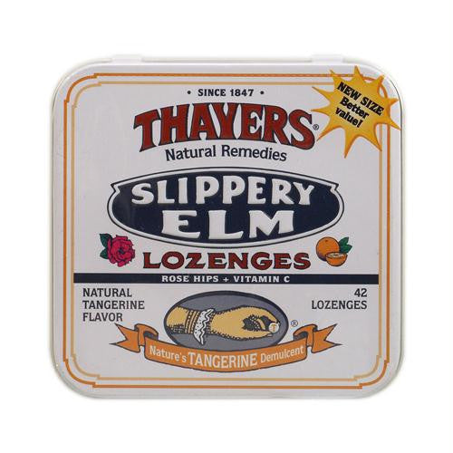 Thayers Slippery Elm Lozenges Tangerine - 42 Lozenges - Case of 10