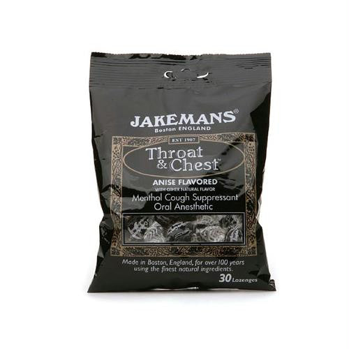 Jakemans Throat and Chest Lozenges - Licorice Menthol - Case of 12 - 30 Pack