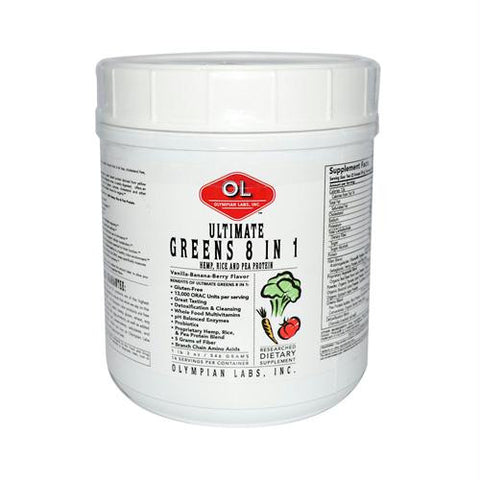 Olympian Labs Ultimate Greens Protein 8 in 1 with Hemp Protein Vanilla Banana Berry - 1.3 lbs