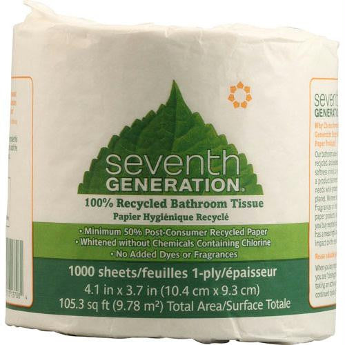 Seventh Generation Bathroom Tissue - 1 ply 1000 sheet roll - Case of 60